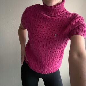 Ralph Lauren Sport Cable Knit Turtleneck vintage y2k preppy collegiate resort